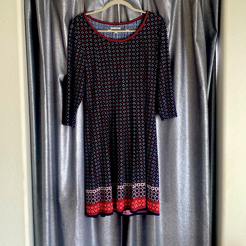 Max Studio 3/4 sleeve geometric print dress